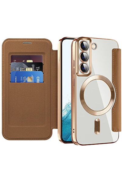 Techsuit Case for Samsung Galaxy S22 5G - SmartMag Book Case - Brown