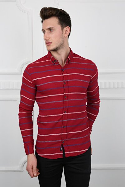 buğrahayalin قميص رجالي يومي سميك مخطط