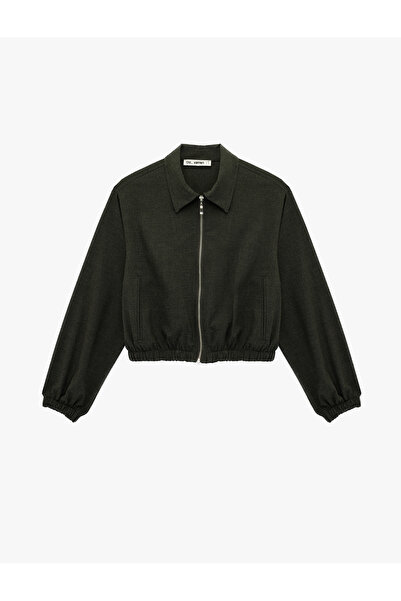 Koton Viscose Blend Regular Fit Long Sleeve Classic Collar Zippered Shirt