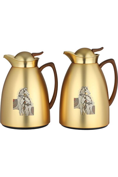 AZOZ MERCHLY Classic Thermos Set, 0.7/1 Liter, Glass Interior, Push-Button Li...