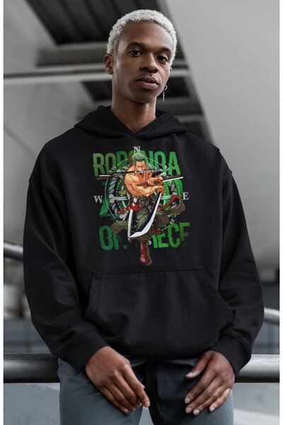 SEVBANO هودي رورونوا زورو مطبوع للجنسين قصة فضفاضة من أنمي ون بيس