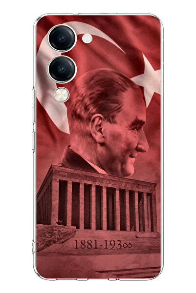 TechTree جراب سيليكون متوافق مع Vivo Y04 يحمل صورة أتاتورك وانيماتيكابير مطبوع