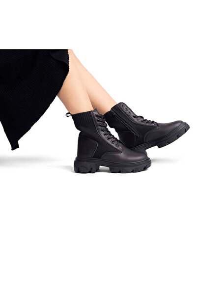 Sofia Store Bocanci piele ecologica cu insertii din material textil Brook