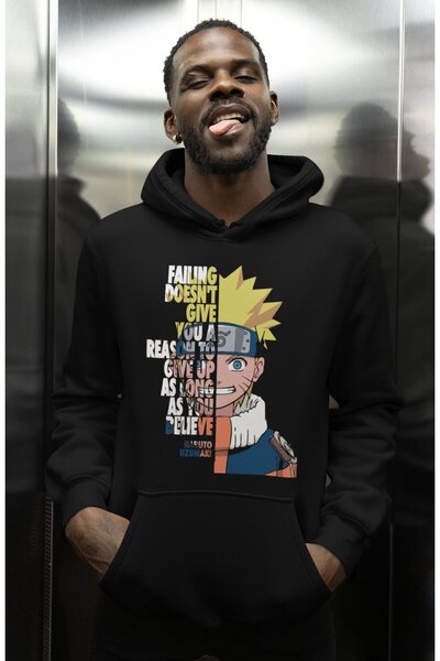 SEVBANO Hanorac unisex supradimensionat cu imprimeu Naruto Uzumaki, cu person...