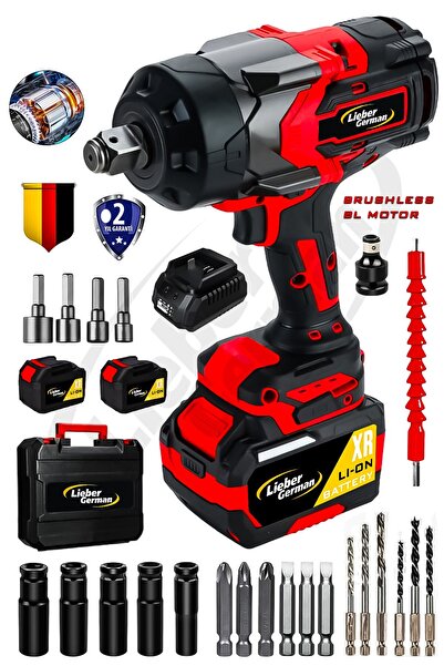Lieber German Kömürsüz Motor 1400Nm Akülü 15 Pilli Lastik Bijon Somun Sökme S...
