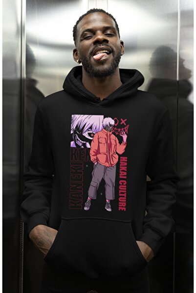 SEVBANO Hanorac unisex supradimensionat cu imprimeu Ken Kaneki Hakai Culture,...