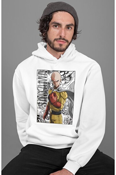 SEVBANO Hanorac cu glugă oversize unisex cu imprimeu Saitama One Punch Man
