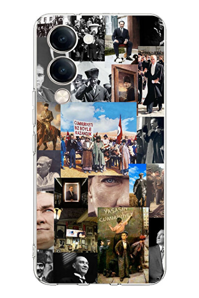 TechTree حافظة سيليكون متوافقة مع هاتف Vivo Y04 من أتاتورك ريبابليك مطبوع