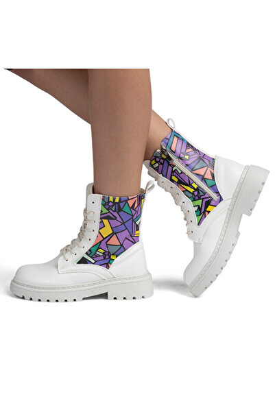 Sofia Store Women's boots made of eco-leather with laces and colorful pattern...