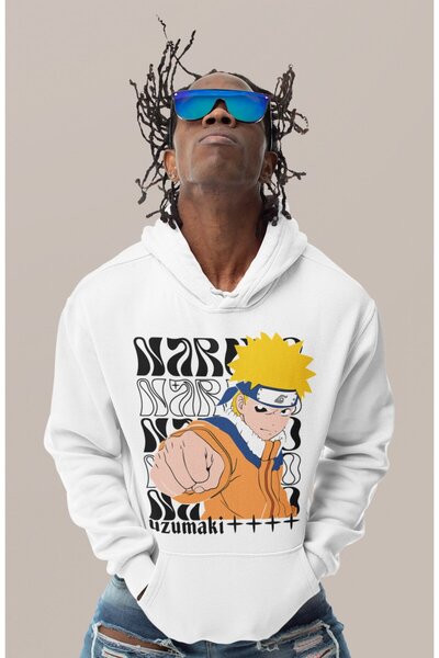 SEVBANO Hanorac unisex supradimensionat cu imprimeu Naruto Uzumaki, cu person...