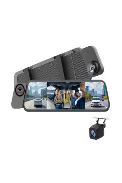 Smart 10 lnch IPS WiFi G-Sensor Mirror 3 Channel 4K Dash Cam Car DVR with 1 Y...