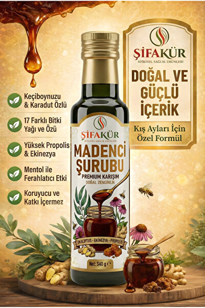 ŞİFAKÜR BİTKİSEL SAĞLIK ÜRÜNLERİ Madenci Şurubu Propolis Zerdeçal Zencefil Ve...