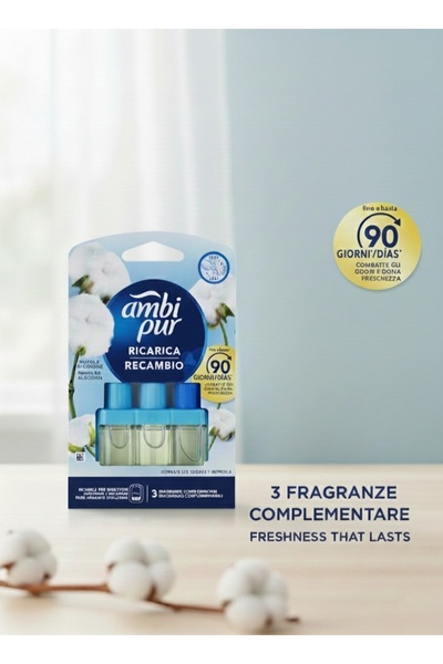 Ambi Pur Rezervă Odorizant Electric 3Volution Nuvole di Cotone, 20 ml_90 Zile
