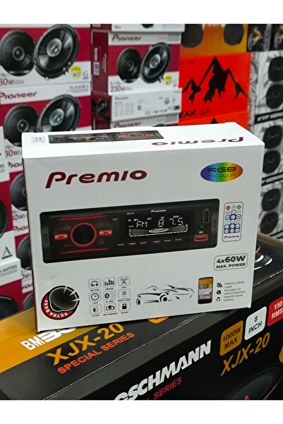 patili tasarım Premiyo Oto Teyp Bluetooth Usb Aux 7 Renk Degisimi 4x60W