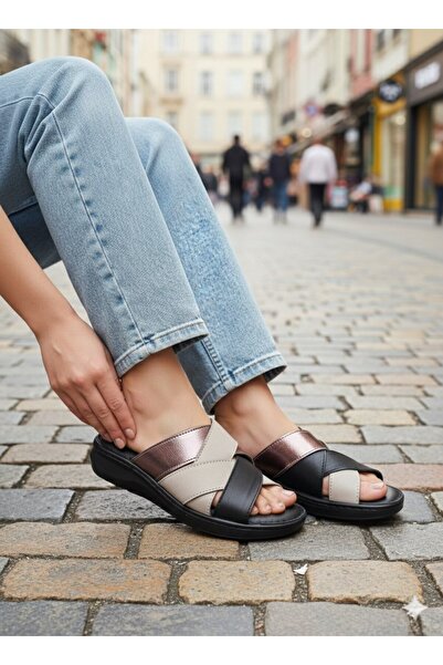 EGE GİYİM VE AYAKKABI Noble 2007 Zenne Black Leather Slippers