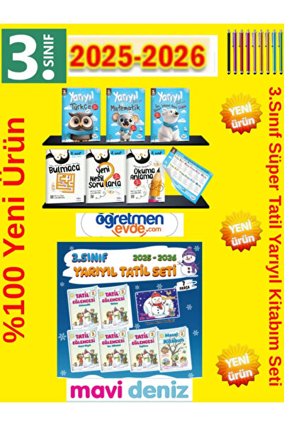 Fenomen Yayıncılık Mavi Deniz Öğretmen Evde 3.Sınıf Sömestr Yarıyıl Tatil Set...