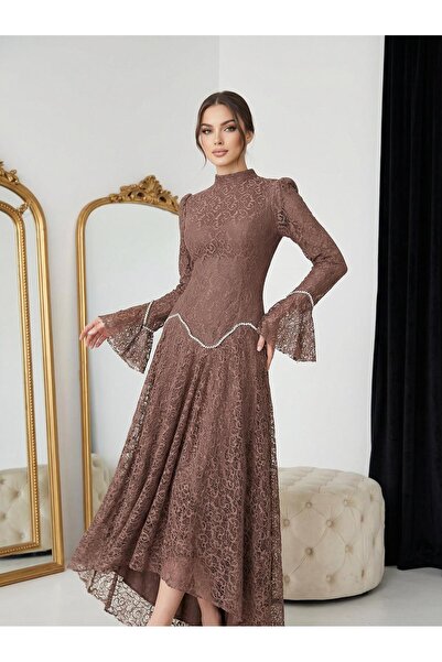 YuSeM Leyla Dantel Takım Kahve