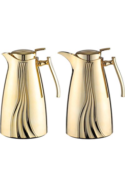 AZOZ MERCHLY thermos set, 1 liter, 2 pieces, thermal glass inner shell, plast...