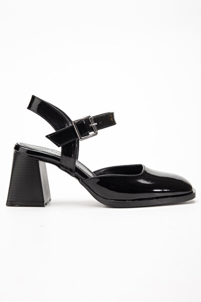 Entella Store Women's Black Patent Leather Square Toe Buckle New Season Block...