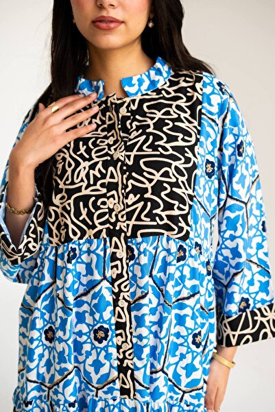 AFandina Elegant jalabiya with a stylish artistic pattern and a relaxed fit t...