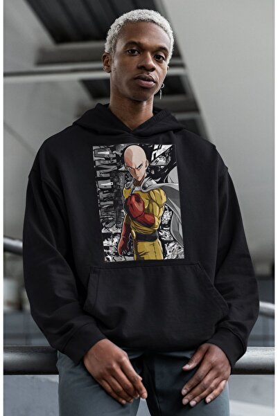 SEVBANO Hanorac cu glugă oversize unisex cu imprimeu Saitama One Punch Man