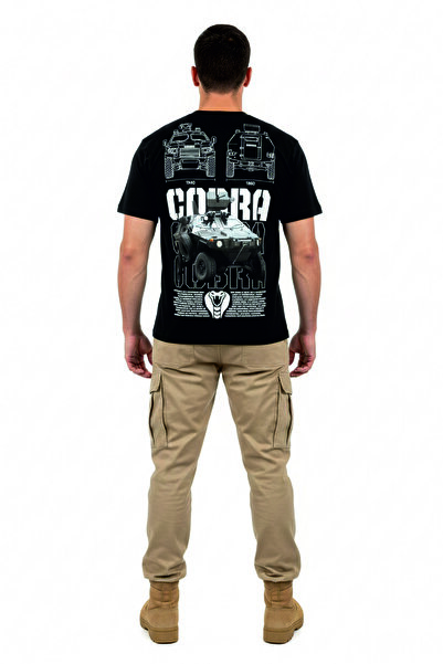 Freeyez T-SHIRT BASKILI SİYAH ASKERİ COBRA