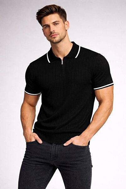 zs zaos fashion Ανδρικό πλεκτό πουλόβερ με φερμουάρ poloyaka, βαμβακερό, εξαι...