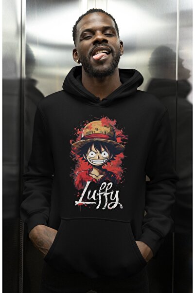 SEVBANO Μπλούζα με κουκούλα με σχέδιο Monkey D. Luffy, τυπωμένη, unisex, over...