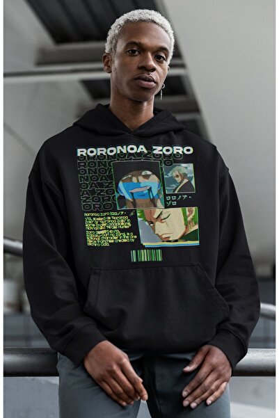 SEVBANO هودي رورونوا زورو مطبوع للجنسين قصة فضفاضة من أنمي ون بيس