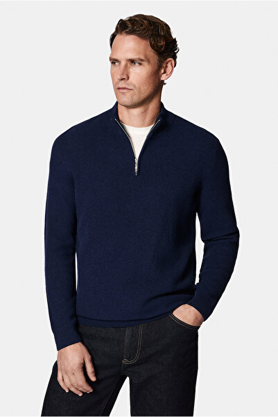 Abdullah Kiğılı Half Turtleneck Regular Fit Wool Patterned Zippered Knitwear ...