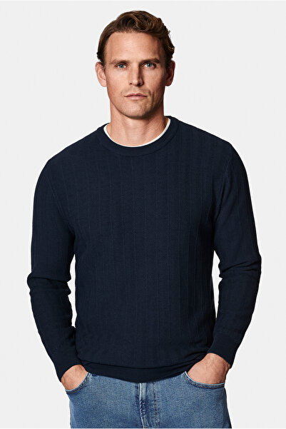 Abdullah Kiğılı Crew Neck Regular Fit Patterned Wool Knitwear Sweater