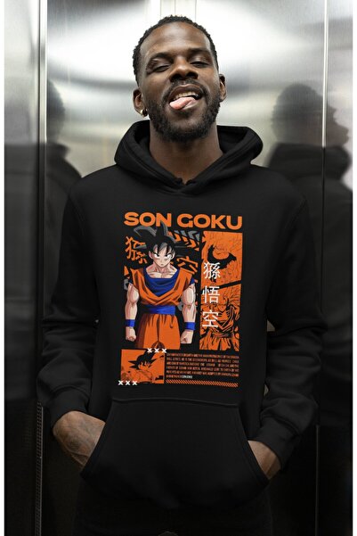 SEVBANO Φούτερ με κουκούλα με στάμπα Son Goku Dragon Ball, Unisex, Oversize, ...