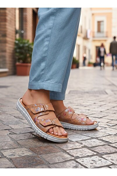 EGE GİYİM VE AYAKKABI Noble 2003 Zenne Brown Leather Slippers