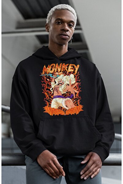 SEVBANO هودي أنيمي ون بيس يونيسكس بتصميم مونكي دي لوفي مطبوع موديل قصة فضفاضة