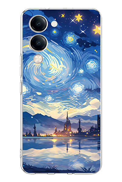 TechTree Vivo Y04 Compatible Starry Sky and City Silhouette Printed Silicone ...