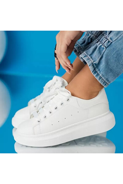 Zaira Γυναικεία λευκά πάνινα παπούτσια από οικολογικό δέρμα Raya #24199