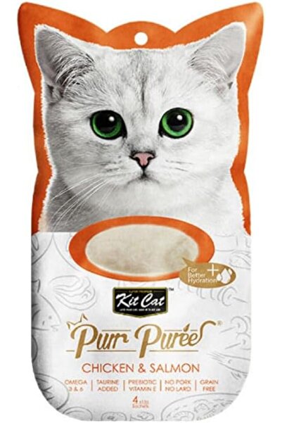 Kit Cat مكافآت القطط بوريه بالدجاج والسلمون - 4 × 15 غرام