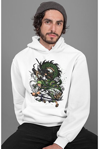 SEVBANO هودي رورونوا زورو مطبوع للجنسين قصة فضفاضة من أنمي ون بيس