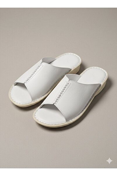 EGE GİYİM VE AYAKKABI Noble 2005 Zenne White Leather Slippers