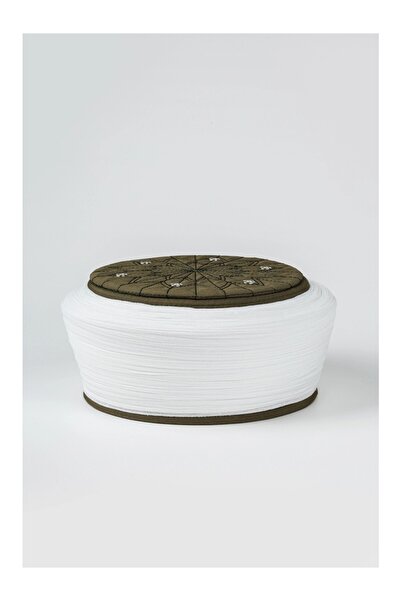 Sarıkhane Children's Talebe Yarn - White Fabric - Green Cap - Plain Wrap - Bird's Eye - 6 Meters