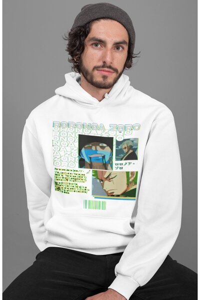 SEVBANO هودي رورونوا زورو مطبوع للجنسين قصة فضفاضة من أنمي ون بيس