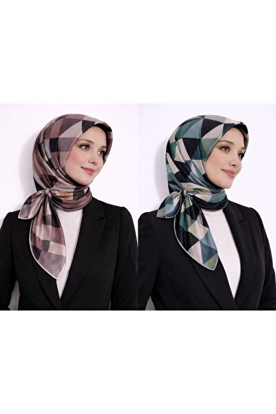 MAVİ QUMSAL Κρυστάλλινο κασκόλ με γεωμετρικά σχέδια (2 τεμάχια)