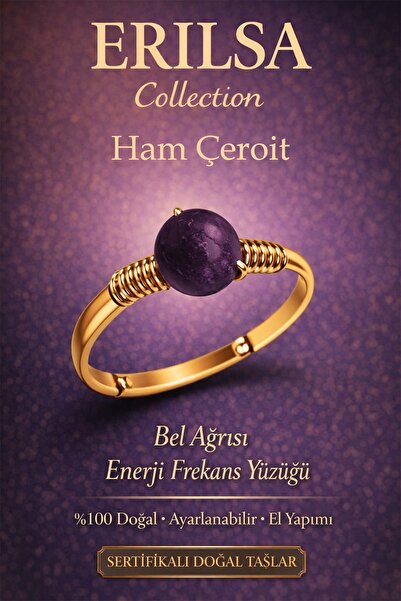 Erilsa Certified Energy Frequency Ring – Raw Cheroite Adjustable Gold Thin Ca...