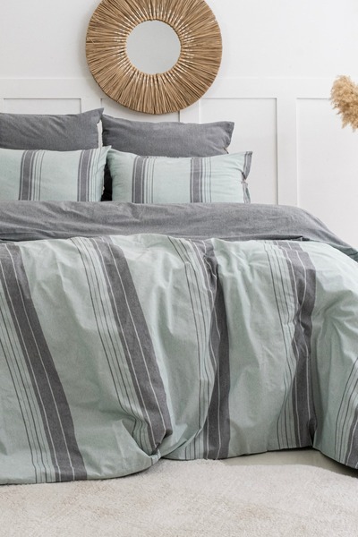 Marcalanya Natural Yarn-Dyed Double Cotton Bedding Set Dowry Duvet Cover (Fit...