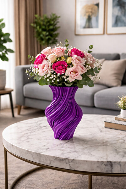 GORZELIA TECHNOLOGY 3D Baskı Spiral Tasarımlı Dekoratif Vazo – Modern Minimal...