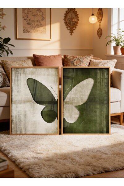 bestablo Framed Wooden Painting Set of 2 |   Modern Abstract Leaf Pattern Wal...