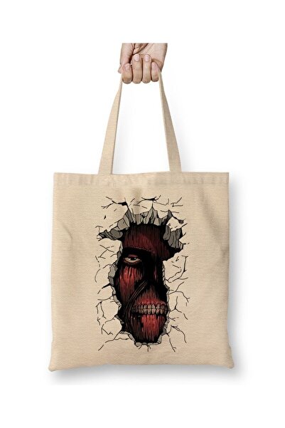 Toyaso Attack on Titan White Cloth Bag Long Handle Shopping Bag Beach Bag