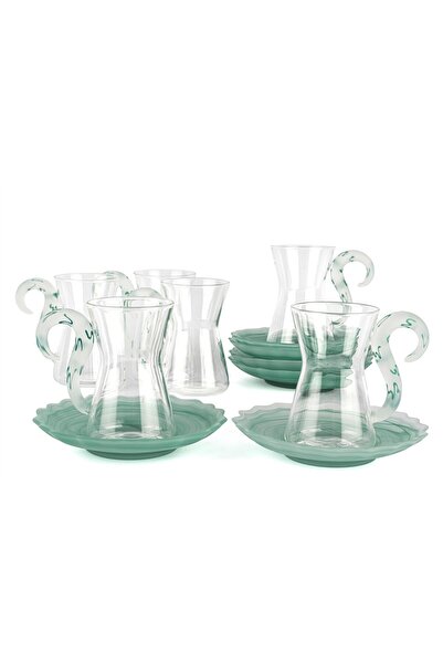 Mikasa Moor 6-Person Green Swan Handle Glass Tea Cup Set