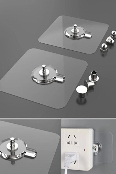 Genel Markalar 1 Adet Kendinden Yapışkanlı Duvar Kancaları Şeffaf Raf Duvar A...