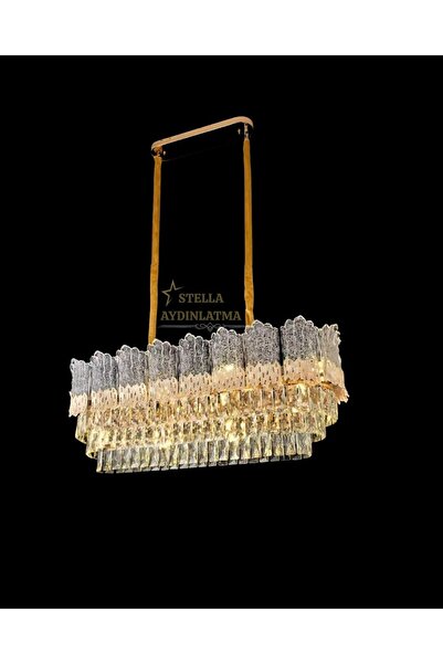 Stella GOLD Led Taşlı kristal ışıltılı Altın Rengi Yemek Masası avize Oturma ...